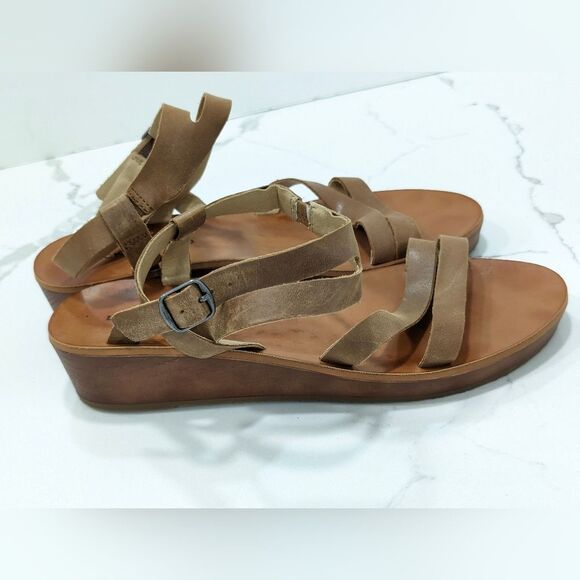 Lucky Brand Women's Hecilia Strappy Low Wedge Leather open toe Sandal size 10 - Picture 6 of 9